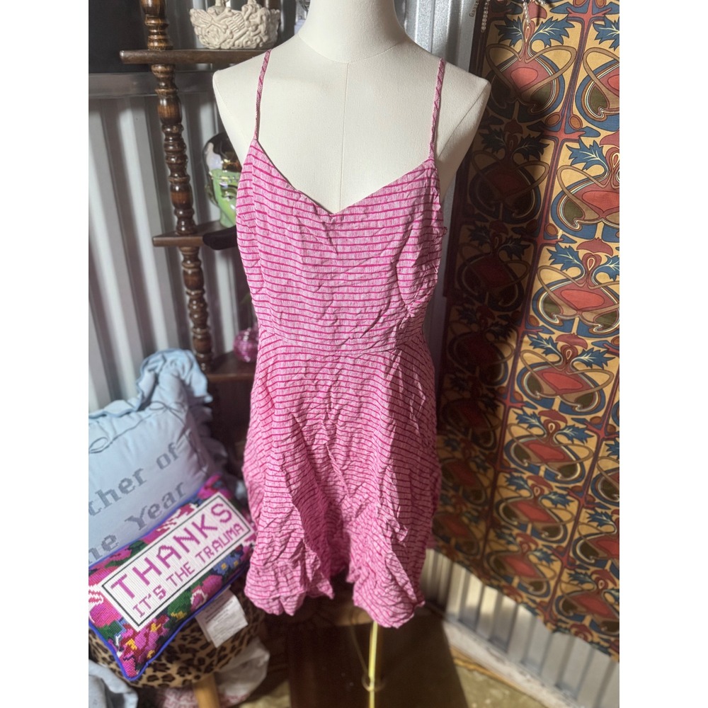 Old Navy Pink Striped Mini Dress Sleeveless Casual Summer Sundress Womens L